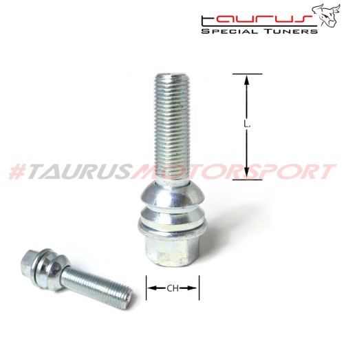 Bullone sferico M14x1,50 chiave 19 L.42mm raggio 14mm (pari al bullone originale Porsche) M14 1,50 14x1,50 1,5 14x1,5 bulloni vi