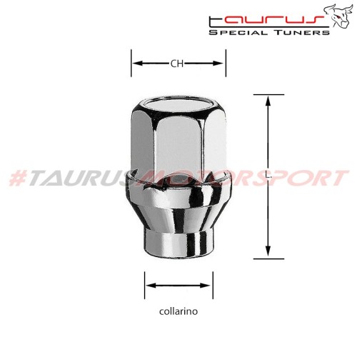 Dado conico chiuso per Fuoristrada M12x1,50 chiave 21 L.34mm - collarino 15,7mm M12 1,50 12x1,50 1,5 12x1,5 dadi conici chiusi o