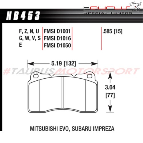 Pastiglie freno sportive ANTERIORI HAWK DTC-30 Subaru Impreza WRX STI 2.5 2006-2007 - Hawk Performance HB453W.585