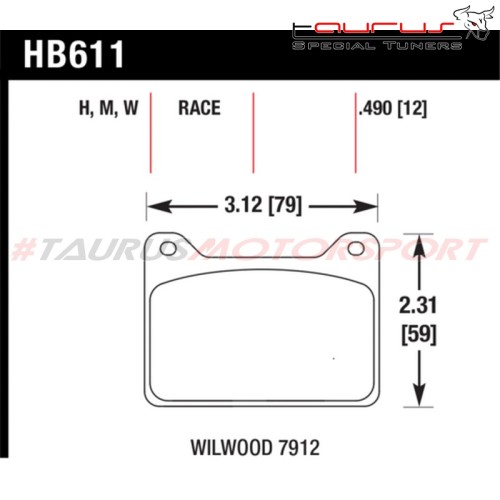 Pastiglie freno sportive ANTERIORI HAWK DTC-60 PER WILWOOD 7912 - HB611G.490 - Hawk Performance HB611G.490