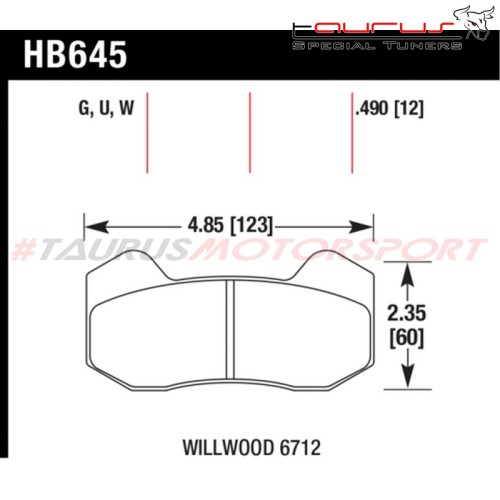 Pastiglie freno sportive ANTERIORI HAWK DTC-60 PER WILWOOD 6712 - HB645G.490 - Hawk Performance HB645G.490