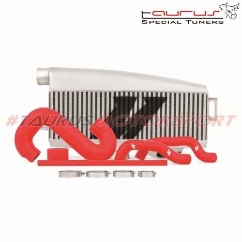 Intercooler maggiorato Mishimoto superiore per Subaru Impreza STI 2002-2007, silver con manicotti rossi MMTMIC-WRX-01SLRD