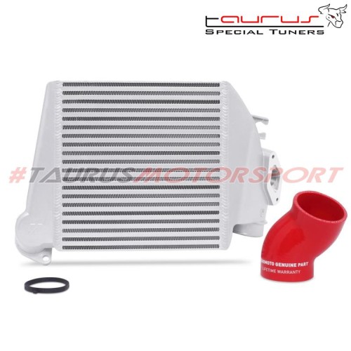 Intercooler maggiorato Mishimoto superiore per Subaru Impreza WRX 2002-2007, silver con manicotti rossi MMTMIC-WRX-08SLRD