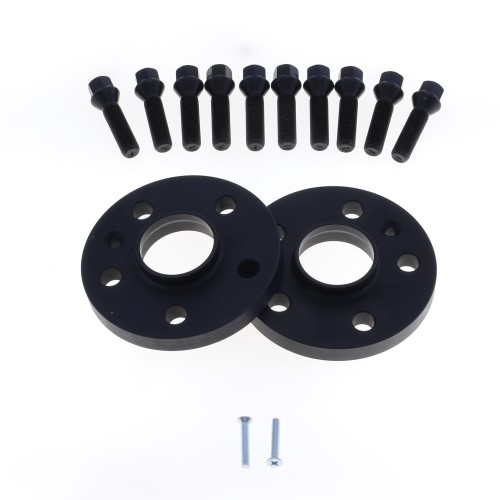 Coppia distanziali ANODIZZATI NERI da 12mm CON bullone conico adatto a cerchi Aftermarket per SKODA Fabia II Type 5J 07/2010 - 1