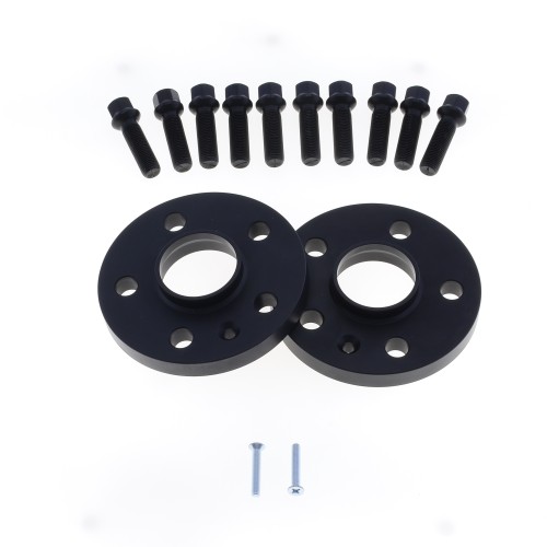 Coppia distanziali ANODIZZATI NERI da 12mm CON bullone sferico adatto a cerchi Originali per SEAT Ibiza V Type 6J 05/2008 - 12/2