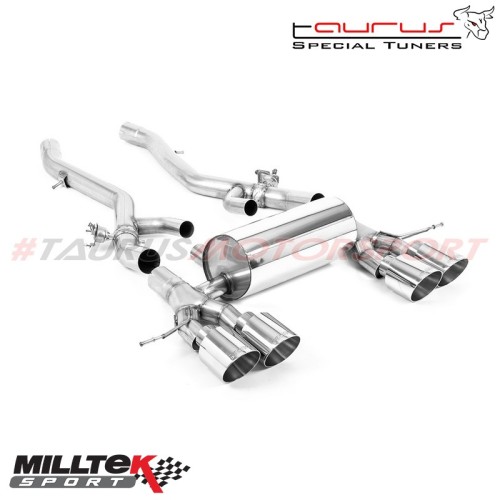 Axle back con finalini cromati Milltek Sport per BMW Serie 3 G80/G81 M3 & M3 Competition S58 3.0 Turbo (solo modelli con OPF/GPF) incluso Touring & Xdrive dal 2020 - SSXBM1169