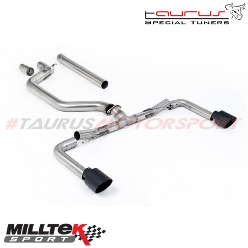 Particulate Filter-back da 80mm Race System - finalini GT-115 neri cerakote Milltek Sport per Volkswagen Golf Mk8 2.0 GTI Clubsport 300cv (solo modelli CON GPF/OPF) dal 2021 - SSXVW679