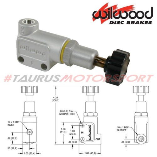 Ripartitore di frenata compatto con rotella di regolazione attacco M10x1 - Wilwood 260-12627