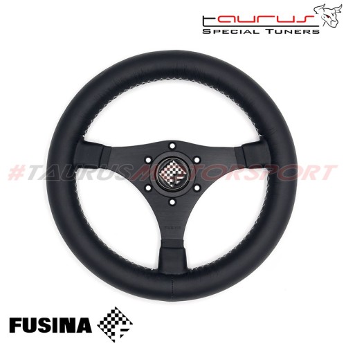 Volante sportivo Jarama da 330mm in pelle nera - FUSINA Classic FU-JAR330