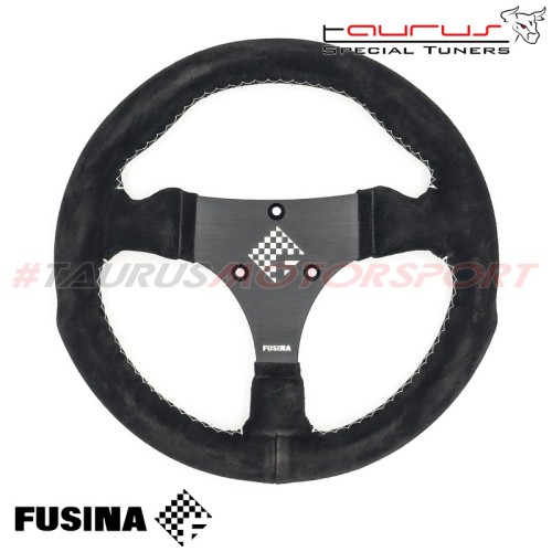 Volante sportivo Monaco da 270mm in scamosciato nero - FUSINA Racing FU-MON270S