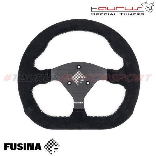 Volante sportivo Stavelot da 255mm in scamosciato nero - FUSINA Racing FU-STA255S