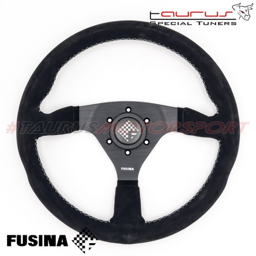 Volante sportivo Zandvoort da 300mm e profondità 37mm in scamosciato nero - FUSINA Racing FU-ZAN300S