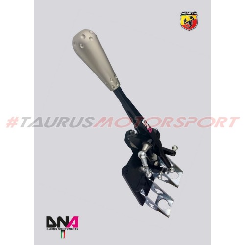 KIT TORRETTA CAMBIO REGOLABILE ANODIZZATA NERA CON POMELLO 695 STYLE TITANIO per Abarth 500-595-695 - DNA Racing PC1571T