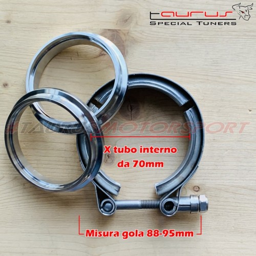 Fascetta con anelli da saldare turbina downpipe turbo v-band vband 88-95 mm per tubo da 70mm TRS Tuning