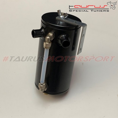 Vaschetta recupero vapori olio TRS Tuning catch can universale NERO con attacchi da 16mm (h. 150mm - diam. 80mm)