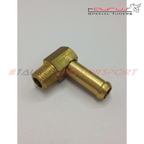 Officina Malpassi Connettore in ottone a 90° da 8mm - filetto 1/8 NPT - Malpassi 30199RAC90G8