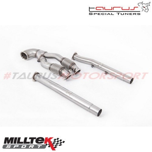 Downpipe maggiorato V2 con gomito da 100mm senza catalizzatore e bypass GPF/OPF Milltek Sport per Audi RS3 8V Berlina 400cv (sol