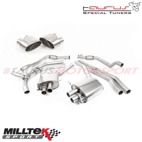 Cat-Back (Road+) con finalini ovali titanio Milltek Sport per Audi RS4 B9 2.9 V6 Turbo Avant (solo modello SENZA OPF/GPF) 2018-2