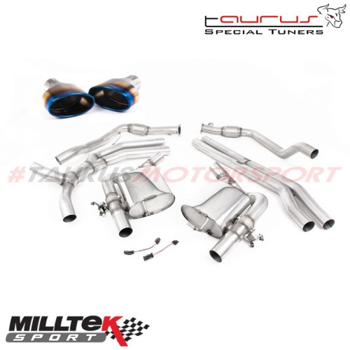 Cat-Back Non-Resonated (Race) con finalini ovali titanio bruciato Milltek Sport per Audi RS5 B9 2.9 V6 Turbo Coupè (solo modello