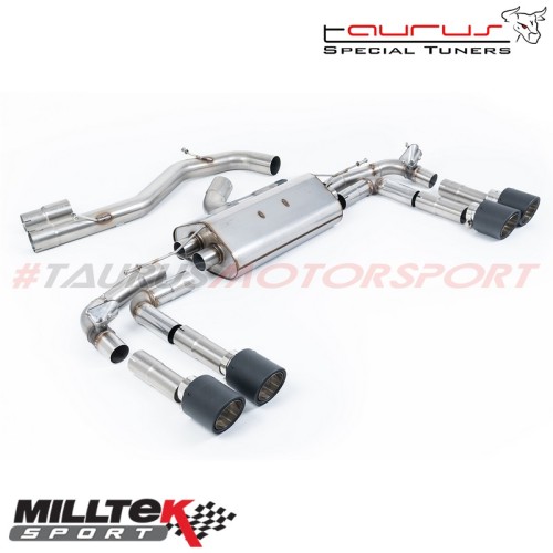 Particulate Filter-back Non-resonated con finalini carbonio Milltek Sport per Audi S3 8Y 2.0 TFSI Quattro Sedan/Berlina 310cv (s