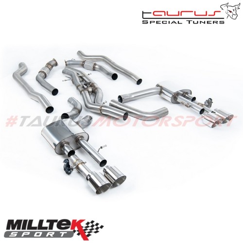 Particulate Filter-back Non-resonated con finalini cromati Milltek Sport per Audi S8 D5 4.0 TFSI V8 Berlina (modelli CON OPF/GPF