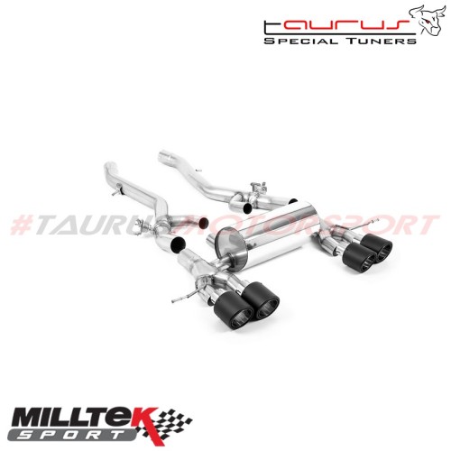 Axle back con finalini Jet-115 carbonio Milltek Sport per BMW Serie 2 G87 M2 Coupe (con OPF/GPF, motore S58) dal 2023 - SSXBM128