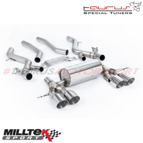 Particulate Filter-back con finalini GT-115 cromati Milltek Sport per BMW Serie 2 G87 M2 Coupe (con OPF/GPF, motore S58) dal 202