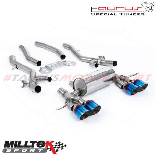 Particulate Filter-back con finalini titanio spazzolato Milltek Sport per BMW Serie 4 G82 M4 & M4 Competition S58 3.0 Turbo (sol