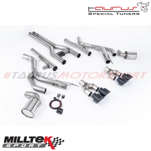 Front-pipe Back con finalini neri cerakote Milltek Sport per Dodge / RAM Challenger SRT Hellcat (inclusi modelli Redeye e Widebo