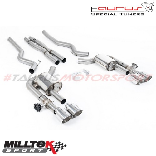 Cat-back Active Valved con X-Pipe e finalini cromati Milltek Sport per Ford Mustang 5.0 V8 Mach 1 (Fastback) 2021-2024 - SSXFD41