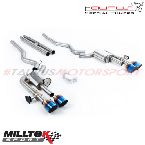 Cat-back Active Valved con H-Pipe e finalini titanio bruciato Milltek Sport per Ford Mustang 5.0 V8 Mach 1 (Fastback) 2021-2024 