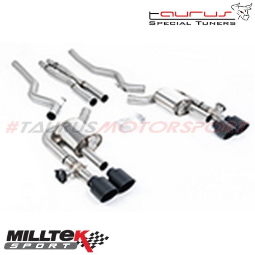 Cat-back Active Valved con X-Pipe e finalini neri Milltek Sport per Ford Mustang 5.0 V8 Dark Horse (S650 Fastback) dal 2024 - SS