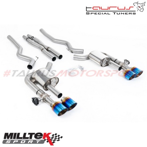 Cat-back Active Valved con X-Pipe e finalini titanio bruciato Milltek Sport per Ford Mustang 5.0 V8 Dark Horse (S650 Fastback) d