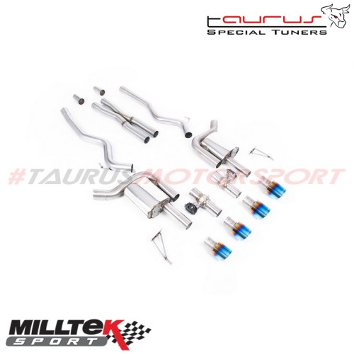 Cat-back Active Valved con X-Pipe e finalini titanio bruciato Milltek Sport per Ford Mustang 5.0 V8 GT (S650 Fastback) dal 2024 