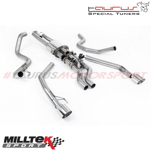 Cat-back con finalini cromati Milltek Sport per Ford Ranger Raptor 3.0 V6 Twin Turbo dal 2023 - SSXFD448 scarico sportivo termin