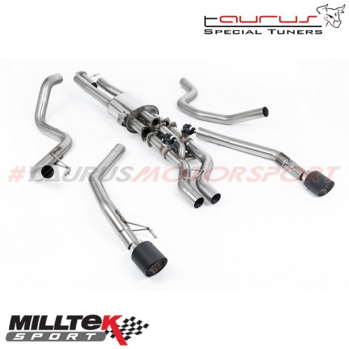 Cat-back con finalini carbonio Milltek Sport per Ford Ranger Raptor 3.0 V6 Twin Turbo dal 2023 - SSXFD452 scarico sportivo termi