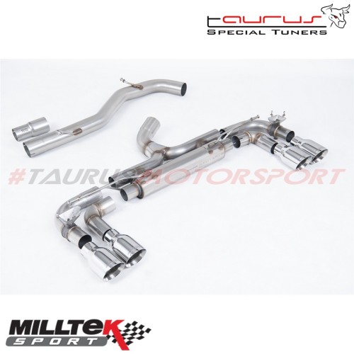 Cat-back Race System da 80mm - Non-resonated con finalini GT-100 tondi cromati Milltek Sport per Volkswagen Golf Mk7 R 2.0 TSI 3