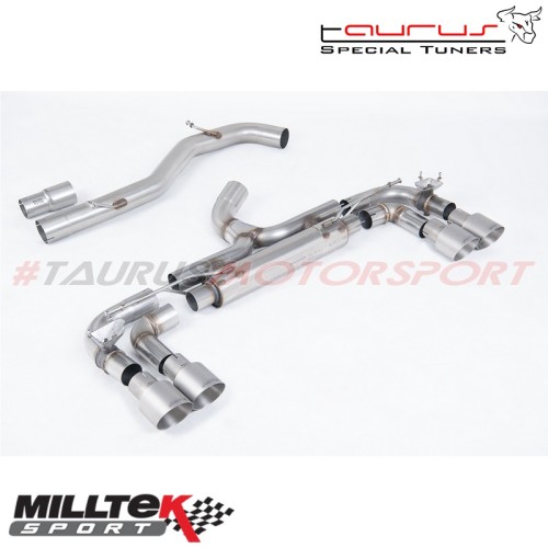 Cat-back Race System da 80mm - Non-resonated con finalini GT-100 tondi titanio Milltek Sport per Volkswagen Golf Mk7 R 2.0 TSI 3