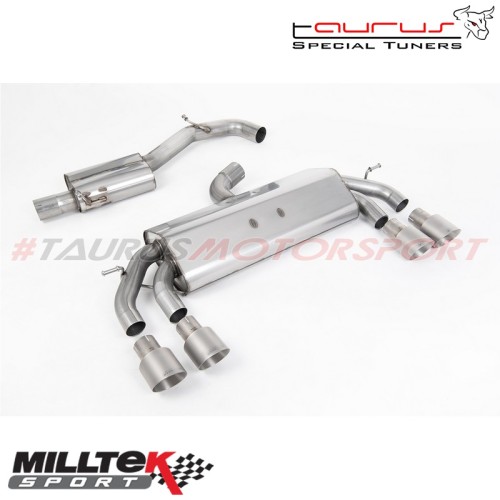 Cat-back Non-Valved Race System - Resonated con finalini GT-100 tondi titanio Milltek Sport per Volkswagen Golf Mk7.5 R 2.0 TSI 