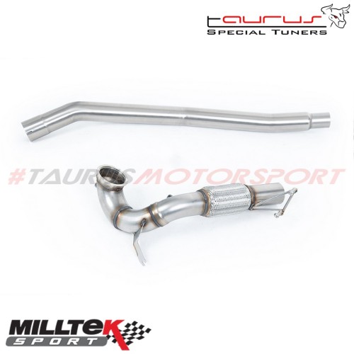 Downpipe maggiorato senza catalizzatore - V2 da 80mm Milltek Sport per Volkswagen Golf Mk7.5 R 2.0 TSI 310cv (solo modelli SENZA