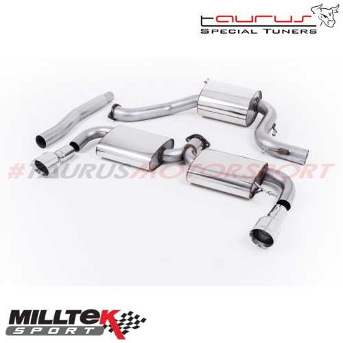 SSXVW159  Cat-back Silenziato con finalini tondi cromati Milltek Sport per Volkswagen Scirocco R 2009-2016 scarico sportivo term