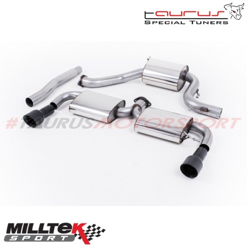 SSXVW190  Cat-back Silenziato con finalini tondi neri Milltek Sport per Volkswagen Scirocco R 2009-2016 scarico sportivo termina