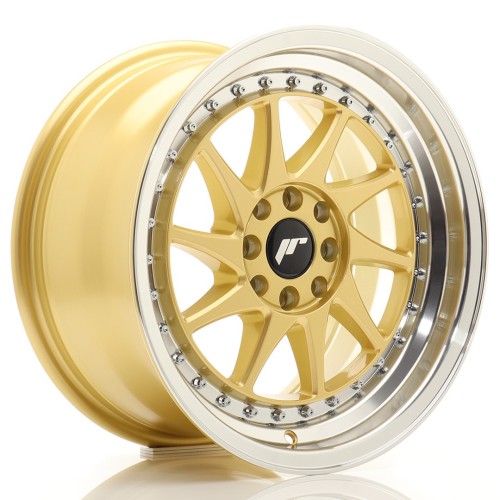 Cerchio in lega JR Wheels JR26 16x8 ET25 4x100/108 Gold w/Machined Lip