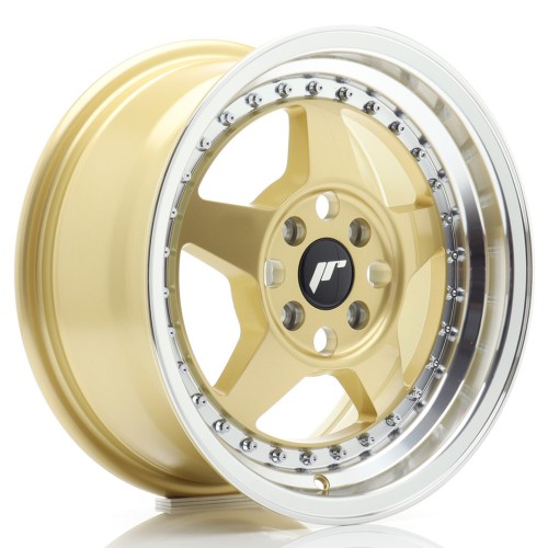 Cerchio in lega JR Wheels JR6 15x7 ET35 4x100 Gold w/Machined Lip