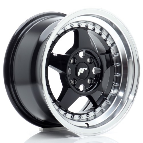 Cerchio in lega JR Wheels JR6 15x8 ET25 4x100 Gloss Black w/Machined Lip