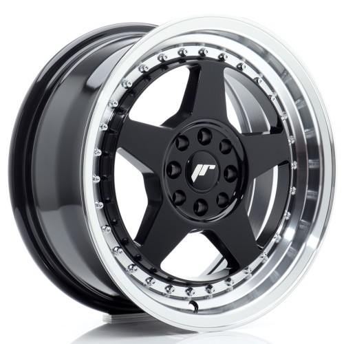 Cerchio in lega JR Wheels JR6 16x7 ET25 4x100/108 Gloss Black w/Machined Lip