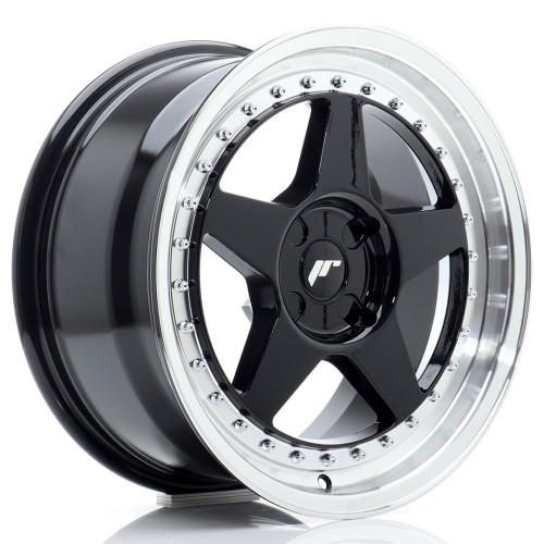 Cerchio in lega JR Wheels JR6 17x8 ET20-35 4H BLANK Gloss Black w/Machined Lip