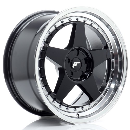 Cerchio in lega JR Wheels JR6 18x9 ET20-35 5H BLANK Gloss Black w/Machined Lip