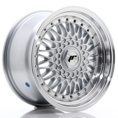 Cerchio in lega JR Wheels JR9 16x8 ET25 4x100/108 Silver w/Machined Lip+Silver Rivets