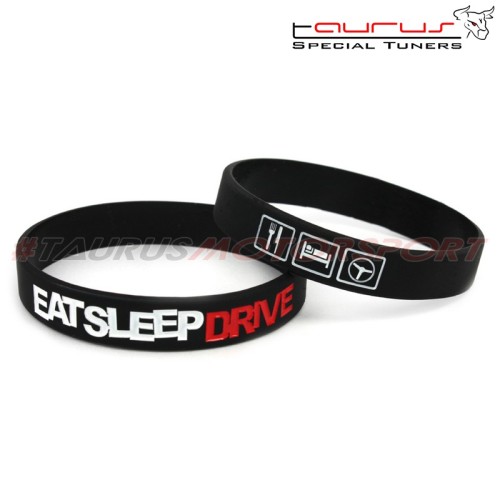 Braccialetto in silicone "Eat Sleep Drive silicone wristband" nero TRS Tuning